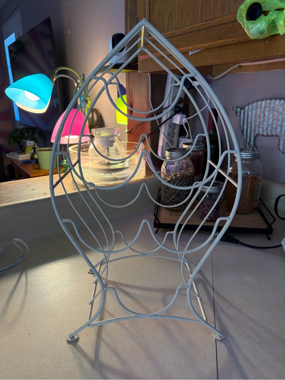 White Metal Wine Rack - 6 Bottle